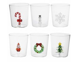Betrahan Handgeblazen Kerst Drinkglazen - Design - 6 stuks - 300ML