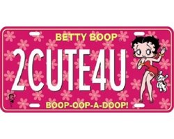Betty Boop 2CUTE4U. Metalen wandbord in reliëf 15 x 30 cm.