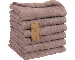 Betully ® Albea- Handdoeken 50 x 100 cm - set van 6 - Hotelkwaliteit – Zware kwaliteit 500 g/m2 Beige