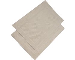 Betully ® - Badkamermat - Badmat 50 x 80cm - Set van 2 - Badmatten - 1000 gr/m2 - Badmat katoen - Badmat Natuur Creme - Badmatten sets -Natuur Creme