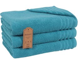 Betully ® Benton XL Handdoeken Turquoise- 70x140 - Set van 3 - Badhanddoeken hotelkwaliteit - 100% katoen -Zware kwaliteit 500 g/m2 Turquoise