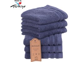 Betully ® - Handdoeken 30 x 50 cm - set van 6 - Hotelkwaliteit Handdoeken – Zware kwaliteit 500 g/m2 Blauw