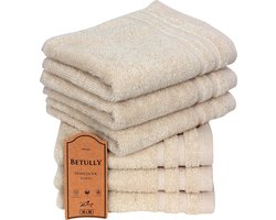 Betully ® - Handdoeken 30 x 50 cm - set van 6 - Hotelkwaliteit – Zware kwaliteit 500 g/m2 Natuur Creme