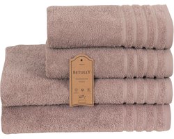 Betully ® - Handdoeken Set - 50x100(2stuk) - 70x140cm(2stuk) - set van 4 - Hotelkwaliteit – Zware kwaliteit 500 g/m2 Beige