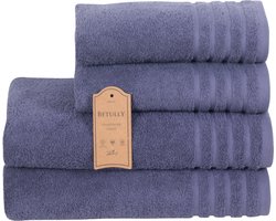 Betully ® - Handdoeken Set - 50x100(2stuk) - 70x140cm(2stuk) - set van 4 - Hotelkwaliteit – Zware kwaliteit 500 g/m2 Blauw