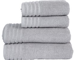 Betully ® - Handdoeken Set - 50x100(2stuk) - 70x140cm(2stuk) - set van 4 - Hotelkwaliteit – Zware kwaliteit 500 g/m2 Lichtgrijs