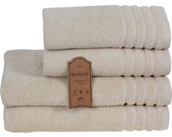 Betully ® - Handdoeken Set - 50x100(2stuk) - 70x140cm(2stuk) - set van 4 - Hotelkwaliteit – Zware kwaliteit 500 g/m2 Natuur