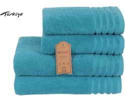 Betully ® - Handdoeken Set - 50x100(2stuk) - 70x140cm(2stuk) - set van 4 - Hotelkwaliteit – Zware kwaliteit 500 g/m2-Turquoise