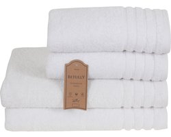 Betully ® - Handdoeken Set - 50x100(2stuk) - 70x140cm(2stuk) - set van 4 - Hotelkwaliteit – Zware kwaliteit 500 g/m2 Wit