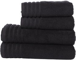 Betully ® - Handdoeken Set - 50x100(2stuk) - 70x140cm(2stuk) - set van 4 - Hotelkwaliteit – Zware kwaliteit 500 g/m2 Zwart