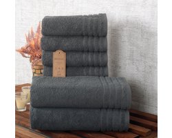 Betully ® - Handdoeken Set - 50x100(4stuk) - 70x140cm(2stuk) - set van 6 - Hotelkwaliteit – Zware kwaliteit 500 g/m2 Antraciet