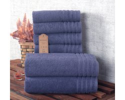 Betully ® - Handdoeken Set - 50x100(4stuk) - 70x140cm(2stuk) - set van 6 - Hotelkwaliteit – Zware kwaliteit 500 g/m2 Blauw