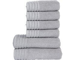 Betully ® - Handdoeken Set - 50x100(4stuk) - 70x140cm(2stuk) - set van 6 - Hotelkwaliteit – Zware kwaliteit 500 g/m2-Lichtgrijs