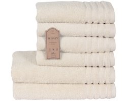 Betully ® - Handdoeken Set - 50x100(4stuk) - 70x140cm(2stuk) - set van 6 - Hotelkwaliteit – Zware kwaliteit 500 g/m2 Natuur creme