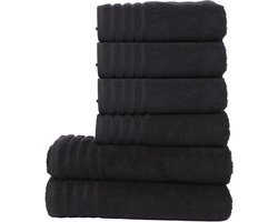 Betully ® - Handdoeken Set - 50x100(4stuk) - 70x140cm(2stuk) - set van 6 - Hotelkwaliteit – Zware kwaliteit 500 g/m2 Zwart