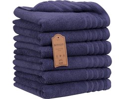 Betully® Leiroy - Handdoeken 50 x 100 cm - set van 6 - Hotelkwaliteit – Zware kwaliteit 500 g/m2 Blauw