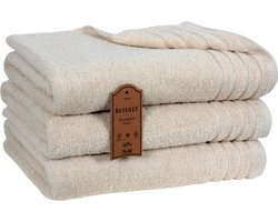 Betully ® Magnee XL Handdoeken Natuur - 70x140 - Set van 3 - Badhanddoeken hotelkwaliteit - 100% katoen - Zware kwaliteit 500 g/m2 Natuur