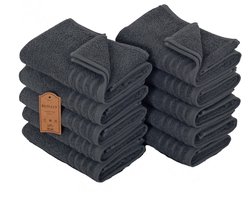Betully® Phileap - Handdoeken 50 x 100 cm - set van 10 - Hotelkwaliteit – Zware kwaliteit 500 g/m2 Antraciet