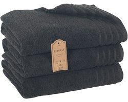 Betully ® Sheron XL Handdoeken Zwart - 70x140 - Set van 3 - Badhanddoeken hotelkwaliteit - 100% katoen