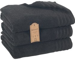 Betully ® Sheron XL Handdoeken Zwart - 70x140 - Set van 3 - Badhanddoeken hotelkwaliteit - 100% katoen