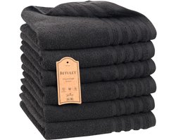Betully® Woop - Handdoeken 50 x 100 cm - set van 6 - Hotelkwaliteit – Zware kwaliteit 500 g/m2 Zwart