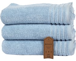 Betully ® XL Handdoeken 70x140 - Set van 3 - Badhanddoeken hotelkwaliteit - 100% katoen -Zware kwaliteit 500 g/m2-Luchtblauw