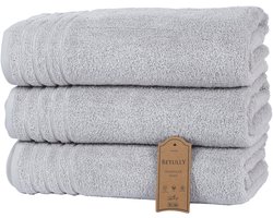 Betully ® XL Handdoeken Lichtgrijs- 70x140 - Set van 3 - Badhanddoeken hotelkwaliteit - 100% katoen - Zware kwaliteit 500 g/m2 Lichtgrijs