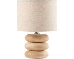 BETWA - Tafellamp - Lichtbruin - 30 cm - Mangohout/Katoen/Linnen