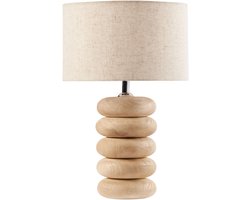 BETWA - Tafellamp - Lichtbruin - 41 cm - Mangohout/Katoen/Linnen