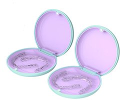 Beugelbakje - 2 Stuks - Aligner Case - Draagbare Dental Behuizing - Mond Guard Beschermende Kistje - Gebittenbakje - Prothese Opslag - Tandprothesenbox - Magneetsluiting - Voor Nachtbeugel & Knarsbitje - ABS+Siliconen