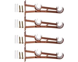 Beugels voor gordijnroedes, 4 stuks 195 X 90 X 20mm Dubbele plastic gesp Gordijnroedebeugel Zware gordijnroedehouder for 25-30mm diameter gordijnroede Aluminiumlegering Rood Koper