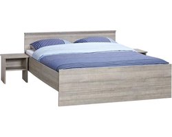 BEUK Bedframe 180X210 cm - Incl. Middenbalk - Donker Grijs Hout - Bavel