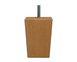 Beuken taps meubelpootje kastpoot bankstelpoot 86x63mm met M8 stokschroef