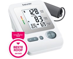 Beurer BM 26 Bloeddrukmeter bovenarm - Beste koop Consumentenbond 2025 - Herkent Hartritmestoornissen - Inc. Manchet (22 - 23 cm) & Opbergetui - Voor 4 Gebruikers - Sla je Meetresultaten Veilig op - 5 jaar Garantie