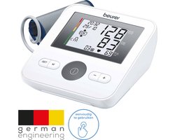 Beurer BM 27+ Bloeddrukmeter bovenarm – Aanbevolen door de Hartstichting - 4 Gebruikers - Incl. manchet (22-42 cm) & batterijen – Eenknopsbediening - Aanbreng-controle - Gemiddelden - Onregelmatige hartslag – Risico indicator - 5 Jaar garantie