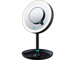 Beurer BS 45 Make up spiegel Limited Edition 2023 - Staand - LED verlichting rondom - Magnetische extra spiegel met 5x vergroting - Dimmer - Rond: doorsnede 17,5cm - 3 Jaar garantie - Zwart/aqua