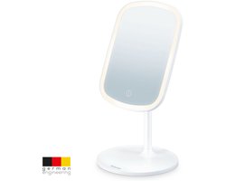 Beurer BS 47 Make-up Spiegel met LED Verlichting rondom – Keuze: Warm, Koud of Natuurlijk Licht – Touchbediening – Magnetisch – Met Opbergvak – Oplaadbaar – Groot spiegel oppervlak van 15 x 21 cm - Wit