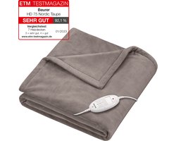 Beurer Elektrische Deken - Warmtedeken - 1 persoons 180x130cm - Test: Zeer goed - Automatische uitschakeling - Taupe - 3 Jaar Garantie