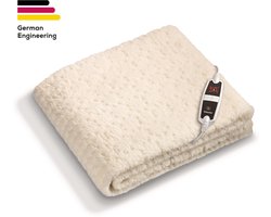 Beurer Elektrische onderdeken 1 persoons - Elektrische deken 150x80cm - Onderdeken - Snelle opwarming - BSS (Beurer Safety System) - Fleece/Teddy - Wit