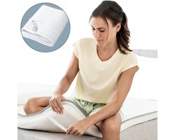 Beurer Elektrische onderdeken 1 persoons - Elektrische deken 150x80cm - Snelle opwarming - Veiligheidssysteem - Ademend fleece -Elastische banden - Wit