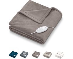 Beurer HD 75 Cosy Taupe Fleece Warmtedeken – Elektrische Deken 1 Persoons – 180x130 cm – Fleece Warmtedeken – Elektrische Bovendeken – 6 Warmtestanden – Machinewasbaar – 5 Jaar Garantie: exclusief bij Bol.com
