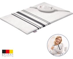 Beurer HK 25 Elektrisch Warmtekussen – 40×30 cm – 3 Warmtestanden – Afneembare Katoenen Hoes - Wit-zwarte streep – Automatische Uitschakeling – BSS Veiligheidssysteem – Wasbaar – 3 Jaar Garantie