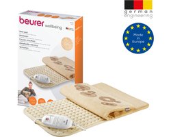 Beurer HK 45 Elektrisch Warmtekussen - Heating pad - XL: 44 x 33 cm - 3 Warmtestanden - Max. 65°C - Snelle opwarming - Automatische uitschakeling - Fleece - Machinewasbaar - 3 Jaar garantie - Beige