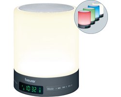 Beurer WL 50 Wake-up light – FM radio - Bluetooth® voor eigen muziek - Nachtlamp – Alarm/Snooze - LED wit en 4 kleuren sfeerlicht – 3 Melodieën - Incl. USB adapter/Aux kabel – 3 Jaar garantie