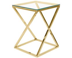 BEVERLY - Bijzettafel - Goud - Glas