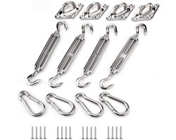 Bevestigingsbeugels voor zonneschermen - Roestvrijstalen beugels, geschikt voor driehoekige/vierkante/rechthoekige zonneschermen - 1 set - Universeel zwart