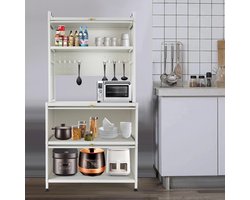 Beweegbare Keuken Bakkers Rek met Wielen - Staande Keuken Organizer met 5 Lagen en Wielen voor Aanrecht en Opbergruimte