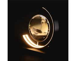 Bewegende Zandkunst Lamp - Met Afstandsbediening - 28cm - Zandkunst In Glas - Zandloper - Sand Art - Tafellamp Industrieel - Sfeerlamp - Decoratie Woonkamer - Nachtlamp Slaapkamer - Zwart
