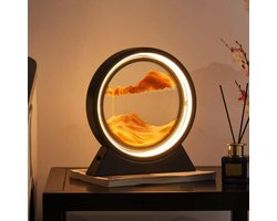 Bewegende Zandkunst Lamp - Oplaadbaar -Zandkunst In Glas - Zandloper - Sand Art - Tafellamp Industrieel - Sfeerlamp - Decoratie Woonkamer - Nachtlamp Slaapkamer -Geel