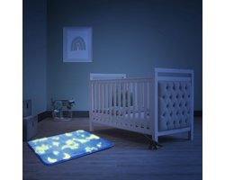 Bewello - Kleine Lichtgevende GLOW in the DARK Kleed - 60 x 40 cm - Vloerkleedje - Mat - Kleedje voor op de Kinderkamer / Babykamer - Voetenmat Jongens of Meisjeskamer